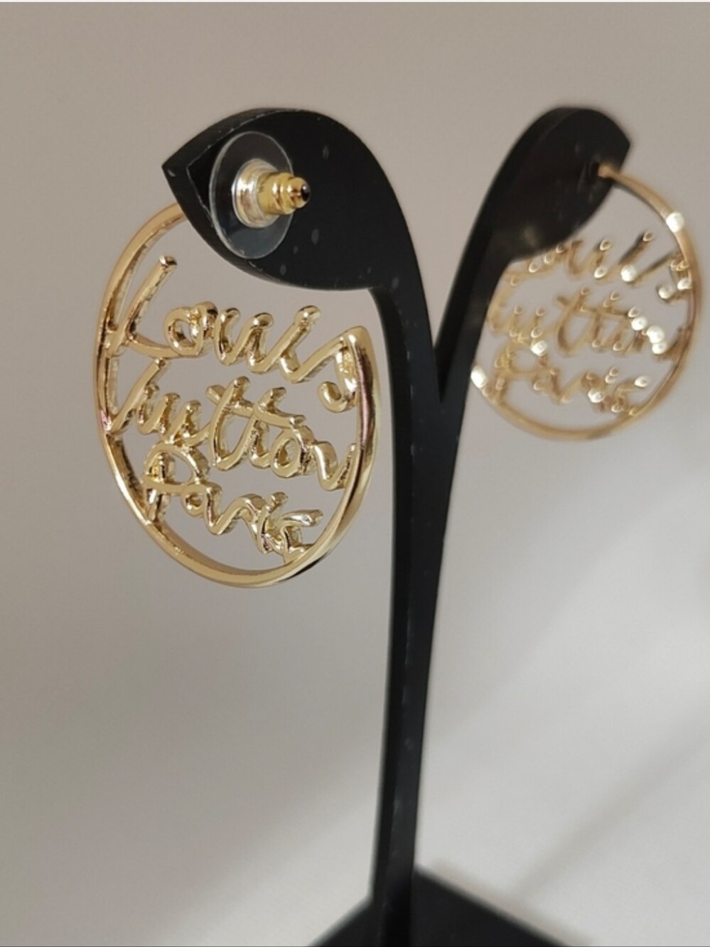 Script Logo Hoop Earrings in Gold